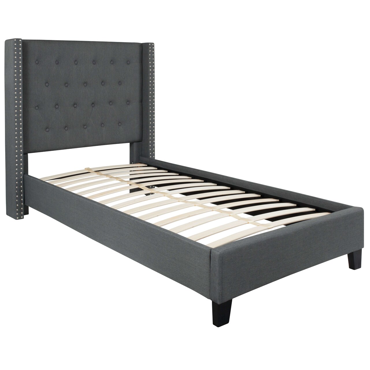 Merrick Lane Chenoa Upholstered Platform Bed with Button Tufted Headboard